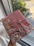7MODERN CHIFFON SILK EMBROIDERY WITH PIPING BORDER WORK SAREE WITH UNSTITCHED BLOUSE WEDDING WEAR WHOLESALE PRICE ETHNIC GARMENT (18)