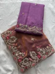 7MODERN CHIFFON SILK EMBROIDERY WITH PIPING BORDER WORK SAREE WITH UNSTITCHED BLOUSE WEDDING WEAR WHOLESALE PRICE ETHNIC GARMENT (18)