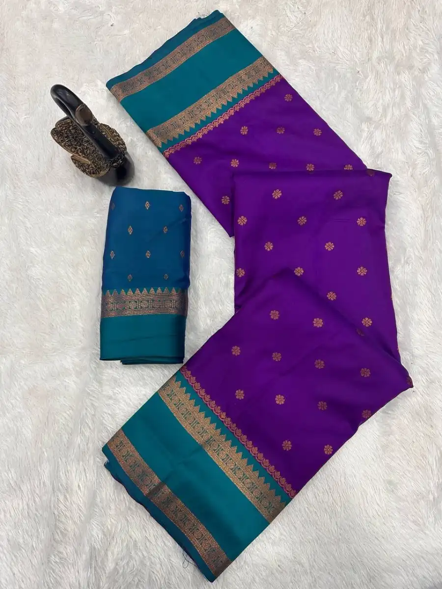 7NEW ARRIVAL TWO TONE SILK ZARI MOTIFS WITH WOVEN CONTRAST ZARI PALLU AND BORDER WORK SAREE WITH UNSTITCHED BLOUSE FESTIVE WEAR WHOLESALE PRICE ETHNIC GARMMENT (43)