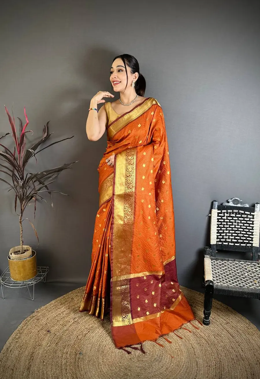 7TRENDING BANARASI TISSUE BUTTI WORK WITH HEAVY BORDER SAREE WITH UNSTITCHED BLOUSE FESTIVE WEAR WHOLESALE PRICE ETHNIC GARMENT (18)