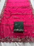 7TRENDING CHIFFON SILK EMBROIDERY WITH PIPING BORDER WORK SAREE WITH UNSTITCHED BLOUSE WEDDING WEAR WHOLESALE PRICE ETHNIC GARMENT (15)