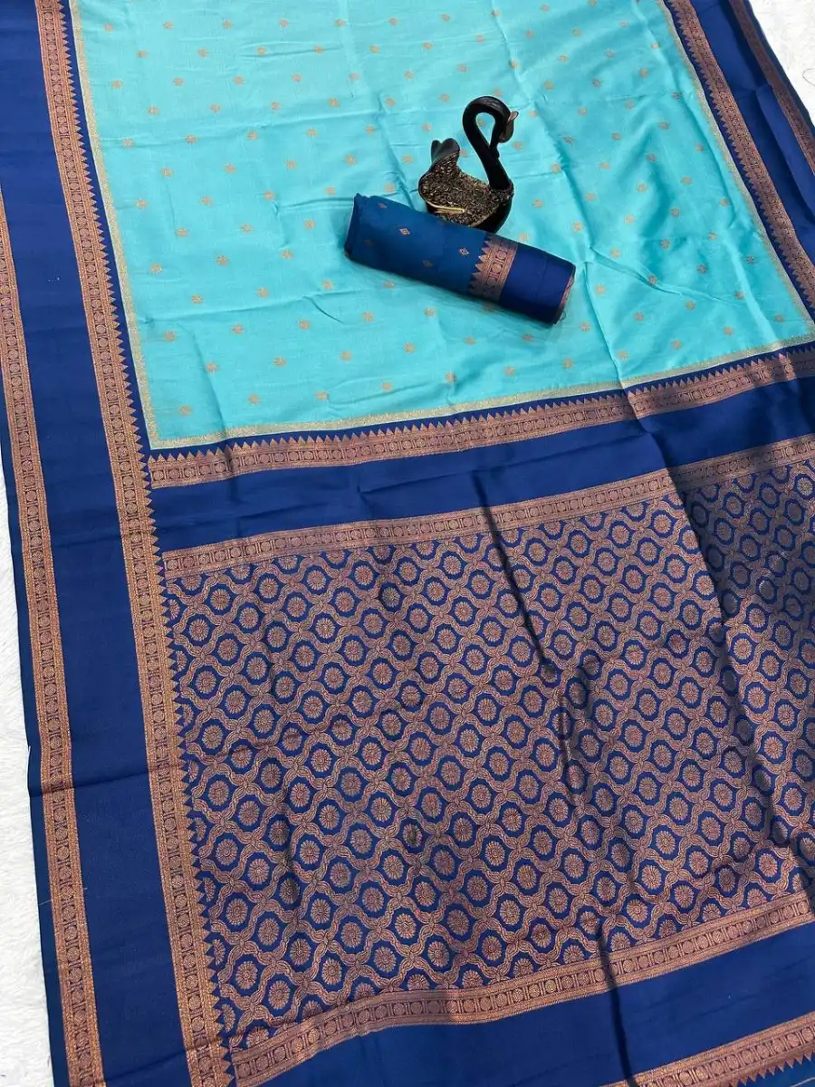 8NEW ARRIVAL TWO TONE SILK ZARI MOTIFS WITH WOVEN CONTRAST ZARI PALLU AND BORDER WORK SAREE WITH UNSTITCHED BLOUSE FESTIVE WEAR WHOLESALE PRICE ETHNIC GARMMENT (55)