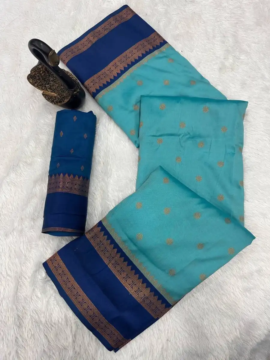 8NEW ARRIVAL TWO TONE SILK ZARI MOTIFS WITH WOVEN CONTRAST ZARI PALLU AND BORDER WORK SAREE WITH UNSTITCHED BLOUSE FESTIVE WEAR WHOLESALE PRICE ETHNIC GARMMENT (56)
