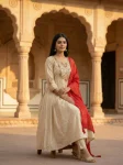 9DESIGNER CHINON SILK EMBROIDERY WORK TOP BOTTOM WITH DUPATTA FESTIVE WEAR WHOLESALE PRICE ETHNIC GARMENT (17)
