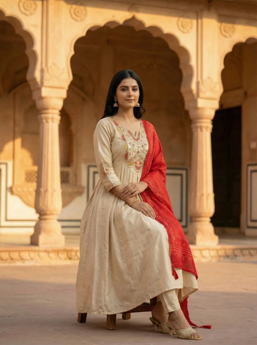 9DESIGNER CHINON SILK EMBROIDERY WORK TOP BOTTOM WITH DUPATTA FESTIVE WEAR WHOLESALE PRICE ETHNIC GARMENT (16)