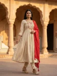 9DESIGNER CHINON SILK EMBROIDERY WORK TOP BOTTOM WITH DUPATTA FESTIVE WEAR WHOLESALE PRICE ETHNIC GARMENT (17)