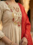 9DESIGNER CHINON SILK EMBROIDERY WORK TOP BOTTOM WITH DUPATTA FESTIVE WEAR WHOLESALE PRICE ETHNIC GARMENT (17)