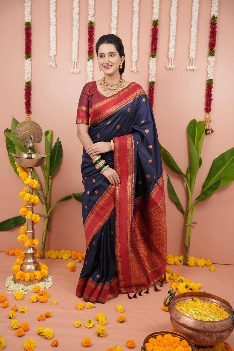 9NEW ARRIVAL TWO TONE SILK ZARI MOTIFS WITH WOVEN CONTRAST ZARI PALLU AND BORDER WORK SAREE WITH UNSTITCHED BLOUSE FESTIVE WEAR WHOLESALE PRICE ETHNIC GARMMENT (29)