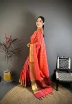 9TRENDING BANARASI TISSUE BUTTI WORK WITH HEAVY BORDER SAREE WITH UNSTITCHED BLOUSE FESTIVE WEAR WHOLESALE PRICE ETHNIC GARMENT (38)