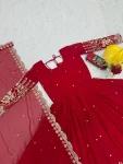 ATTRACTIVE GEORGETTE EMBROIDERY SEQUENCE WORK GOWN WITH DUPATTA WEDDING WEAR WHOLESALE PRICE ETHNIC GARMENT (3)