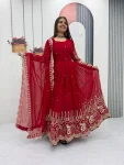ATTRACTIVE GEORGETTE EMBROIDERY SEQUENCE WORK GOWN WITH DUPATTA WEDDING WEAR WHOLESALE PRICE ETHNIC GARMENT (3)