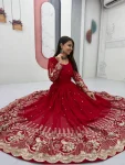 ATTRACTIVE GEORGETTE EMBROIDERY SEQUENCE WORK GOWN WITH DUPATTA WEDDING WEAR WHOLESALE PRICE ETHNIC GARMENT (3)