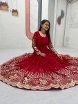 ATTRACTIVE GEORGETTE EMBROIDERY SEQUENCE WORK GOWN WITH DUPATTA WEDDING WEAR WHOLESALE PRICE ETHNIC GARMENT (3)