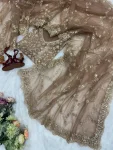 BOLLYWOOD SOFT NET SEQUENCE AND ZARI EMBROIDERY WORK SAREE WITH UNSTITCHED BLOUSE PARTY WEAR WHOLESALE PRICE ETHNIC GARMENT (2)