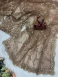 BOLLYWOOD SOFT NET SEQUENCE AND ZARI EMBROIDERY WORK SAREE WITH UNSTITCHED BLOUSE PARTY WEAR WHOLESALE PRICE ETHNIC GARMENT (2)