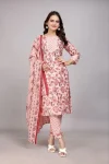CASUAL POWDER SLUB PRINTED WORK TOP BOTTOM WITH DUPATTA PEACH