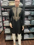 DESIGNER ARMANI LACHKO EMBROIDERY SEQUENCE WORK MEN’S KURTA PAYJAMA FESTIVE WEAR WHOLESALE PRICE ETHNIC GARMENT (8)