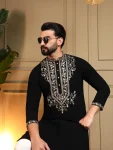 DESIGNER ARMANI LACHKO EMBROIDERY SEQUENCE WORK MEN’S KURTA PAYJAMA FESTIVE WEAR WHOLESALE PRICE ETHNIC GARMENT (8)