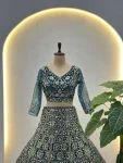 DESIGNER BUTTERFLY NET SEQUENCE AND CODING EMBROIDERY WORK LEHENGA CHOLI WITH DUPATTA RECEPTION WEAR WHOLESALE PRICE ETHNIC GARMENT (16)