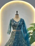 DESIGNER BUTTERFLY NET SEQUENCE AND CODING EMBROIDERY WORK LEHENGA CHOLI WITH DUPATTA RECEPTION WEAR WHOLESALE PRICE ETHNIC GARMENT (16)
