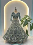 DESIGNER BUTTERFLY NET SEQUENCE AND CODING EMBROIDERY WORK LEHENGA CHOLI WITH DUPATTA RECEPTION WEAR WHOLESALE PRICE ETHNIC GARMENT (16)
