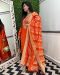 DESIGNER CHANDERI COTTONEMBROIDERY WORK TOP BOTTOM WITH DUPATTA FESTIVE WEAR WHOLESALE PRICE ETHNIC GARMENT (2)