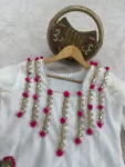 DESIGNER CHANDERI MIRROR AND LACE WITH PUM PUM WORK TOP PENT SET FESTIVE WEAR WHOLESALE PRICE ETHNIC GARMENT (3)