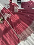 DESIGNER CHANDERI SILK THREAD WITH SEQUENCE WORK GOWN BOTTOM WITH DUPATTA FESTIVE WEAR WHOLESALE PRICE ETHNIC GARMENT (2)
