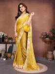 DESIGNER CHIFFON SILK EMBROIDERY CUTWORK WORK WITH SWAROVSKI WORK SAREE WITH UNSTITCHED BLOUSE WEDDING WEAR WHOLESALE PRICE ETHNIC GARMENT (1)