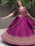 DESIGNER CHINON EMBROIDERY THREAD & SEQUENCE WORK LEHENGA CHOLI WITH DUPATTA WINE