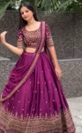 DESIGNER CHINON EMBROIDERY THREAD & SEQUENCE WORK LEHENGA CHOLI WITH DUPATTA WEDDING WEAR WHOLESALE PRICE ETHNIC GARMENT (2)