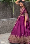DESIGNER CHINON EMBROIDERY THREAD & SEQUENCE WORK LEHENGA CHOLI WITH DUPATTA WEDDING WEAR WHOLESALE PRICE ETHNIC GARMENT (2)