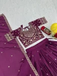 DESIGNER CHINON EMBROIDERY THREAD & SEQUENCE WORK LEHENGA CHOLI WITH DUPATTA WEDDING WEAR WHOLESALE PRICE ETHNIC GARMENT (2)