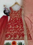 DESIGNER CHINON EMBROIDERY WORK TOP PALAZZO WITH DUPATTA FESTIVE WEAR WHOLESALE PRICE ETHNIC GARMENT (5)