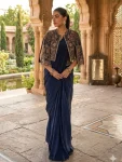 DESIGNER CHINON FANCY MOTI LACE BORDER WORK READY TO WEAR SAREE WITH STITCHED BLOUSE AND KOTI PARTY WEAR WHOLESALE PRICE ETHNIC GARMENT (3)