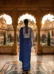 DESIGNER CHINON FANCY MOTI LACE BORDER WORK READY TO WEAR SAREE WITH STITCHED BLOUSE AND KOTI PARTY WEAR WHOLESALE PRICE ETHNIC GARMENT (3)