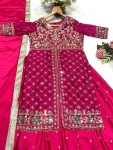 DESIGNER CHINON MULTI EMBROIDERY SEQUENCE WORK TOP LEHENGA WITH DUPATTA FESTIVE WEAR WHOLESALE PRICE ETHNIC GARMENT (2)