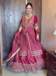 DESIGNER CHINON MULTI EMBROIDERY SEQUENCE WORK TOP LEHENGA WITH DUPATTA FESTIVE WEAR WHOLESALE PRICE ETHNIC GARMENT (2)