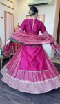 DESIGNER CHINON MULTI EMBROIDERY SEQUENCE WORK TOP LEHENGA WITH DUPATTA FESTIVE WEAR WHOLESALE PRICE ETHNIC GARMENT (2)
