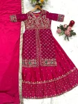 DESIGNER CHINON MULTI EMBROIDERY SEQUENCE WORK TOP LEHENGA WITH DUPATTA FESTIVE WEAR WHOLESALE PRICE ETHNIC GARMENT (2)