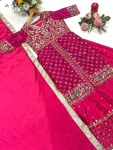 DESIGNER CHINON MULTI EMBROIDERY SEQUENCE WORK TOP LEHENGA WITH DUPATTA FESTIVE WEAR WHOLESALE PRICE ETHNIC GARMENT (2)