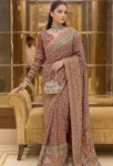 DESIGNER CHINON SILK DIGITAL PRINT WITH BEAUTIFUL MIRROR HANDWORK SAREE WITH UNSTITCHED BLOUSE YELLOW