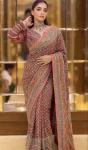 DESIGNER CHINON SILK DIGITAL PRINT WITH BEAUTIFUL MIRROR HANDWORK SAREE WITH UNSTITCHED BLOUSE PARTY WEAR WHOLESALE PRICE ETHNIC GARMENT (2)