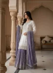 DESIGNER CHINON SILK EMBROIDERY AND SEQUENCE WITH STONE HAND WORK TOP SHARARA WITH DUPATTA FESTIVE WEAR WHOLESALE PRICE ETHNIC GARMENT (2)