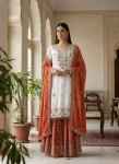 DESIGNER CHINON SILK EMBROIDERY AND SEQUENCE WITH STONE HAND WORK TOP SHARARA WITH DUPATTA FESTIVE WEAR WHOLESALE PRICE ETHNIC GARMENT (6)