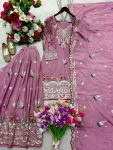 DESIGNER CHINON SILK EMBROIDERY MULTI NEEDLE 5 MM SEQUENCE WORK TOP PALAZZO WITH DUPATTA WEDDING WEAR WHOLESALE PRICE ETHNIC GARMENT (5)