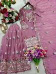 DESIGNER CHINON SILK EMBROIDERY MULTI NEEDLE 5 MM SEQUENCE WORK TOP PALAZZO WITH DUPATTA WEDDING WEAR WHOLESALE PRICE ETHNIC GARMENT (5)