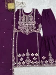 DESIGNER CHINON SILK EMBROIDERY SEQUENCE AND JARI WORK TOP SHARARA WITH DUPATTA FESTIVE WEAR WHOLESALE PRICE ETHNIC GARMENT (5)