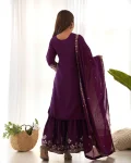 DESIGNER CHINON SILK EMBROIDERY SEQUENCE AND JARI WORK TOP SHARARA WITH DUPATTA FESTIVE WEAR WHOLESALE PRICE ETHNIC GARMENT (5)