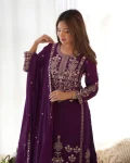 DESIGNER CHINON SILK EMBROIDERY SEQUENCE AND JARI WORK TOP SHARARA WITH DUPATTA FESTIVE WEAR WHOLESALE PRICE ETHNIC GARMENT (5)
